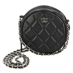 Chanel Matelassé Round Chain Shoulder Bag Black